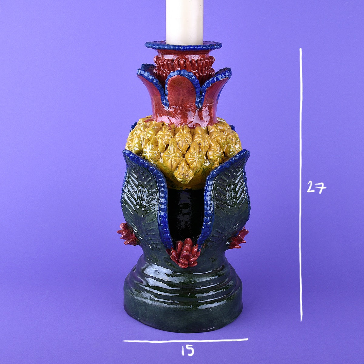 Candelabro vidriado 1 vela