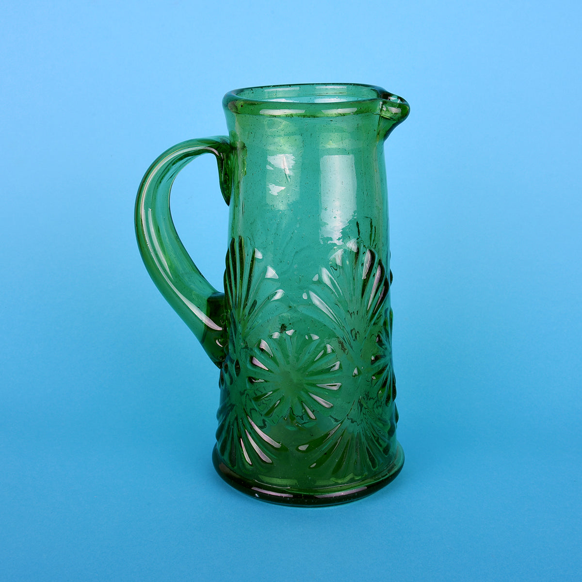 Jarra cuello vidrio verde